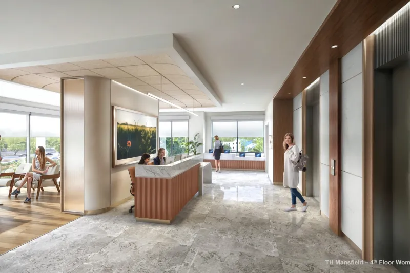 Rendering of the new lobby at the Maternity Care department at Texas Health Hospital Mansfield