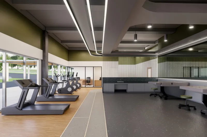 Rendering of the gym at Texas Health Midlothian