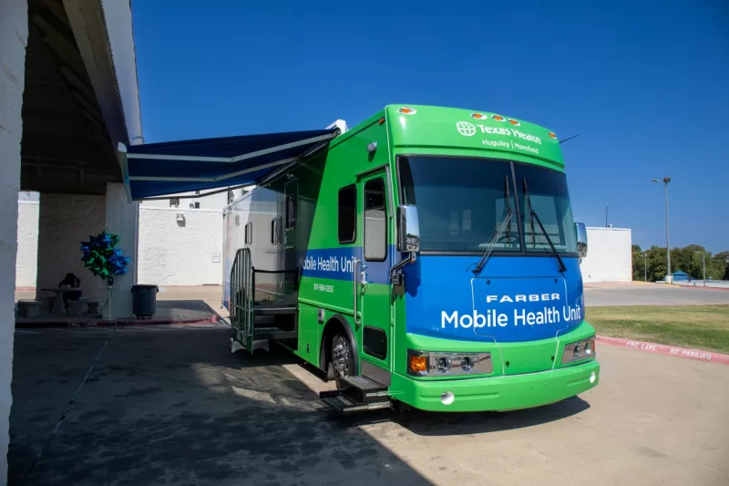 Mobile health services bus for Texas Health Hospital Mansfield