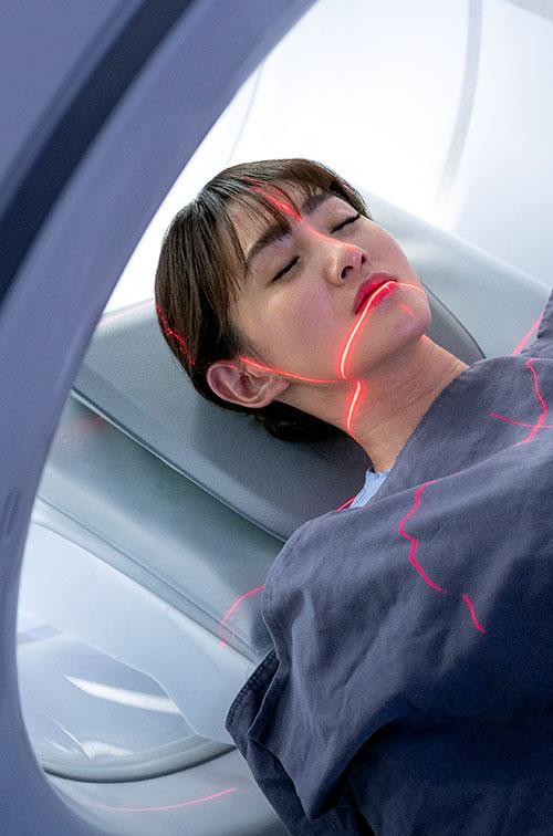 Woman having an MRI.
