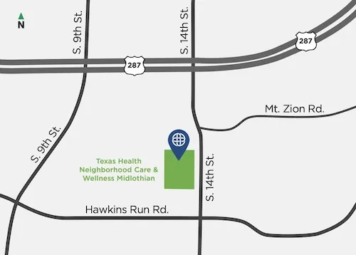 Map of Texas Health Midlothian
